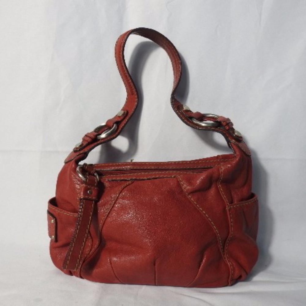 Tignanello Hobo Shoulder Bag Leather Red 12" x 7"
